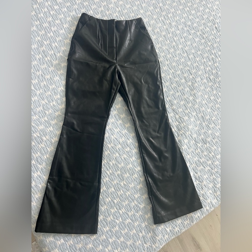 Abercrombie Black Faux Leather Flare Pants